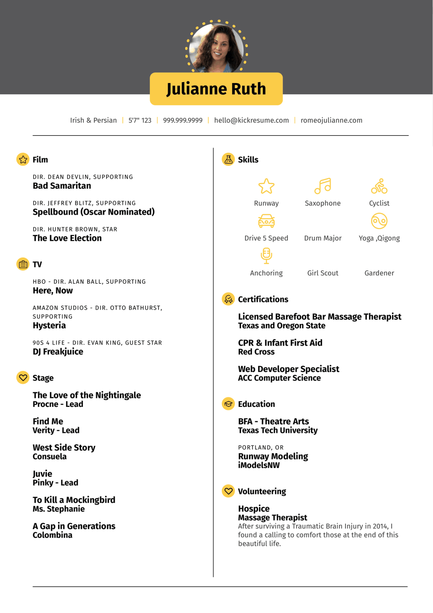 Blank Modeling And Acting Resume Template Doc