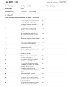 editable osha pretask plan template use the free pretask plan template daily safety task instruction template example