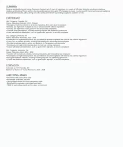 Free Blank Human Resources Assistant Resume Template Pdf