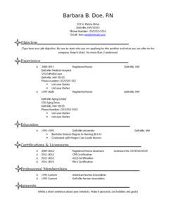 Free Blank New Registered Nurse Resume Template Word Sample