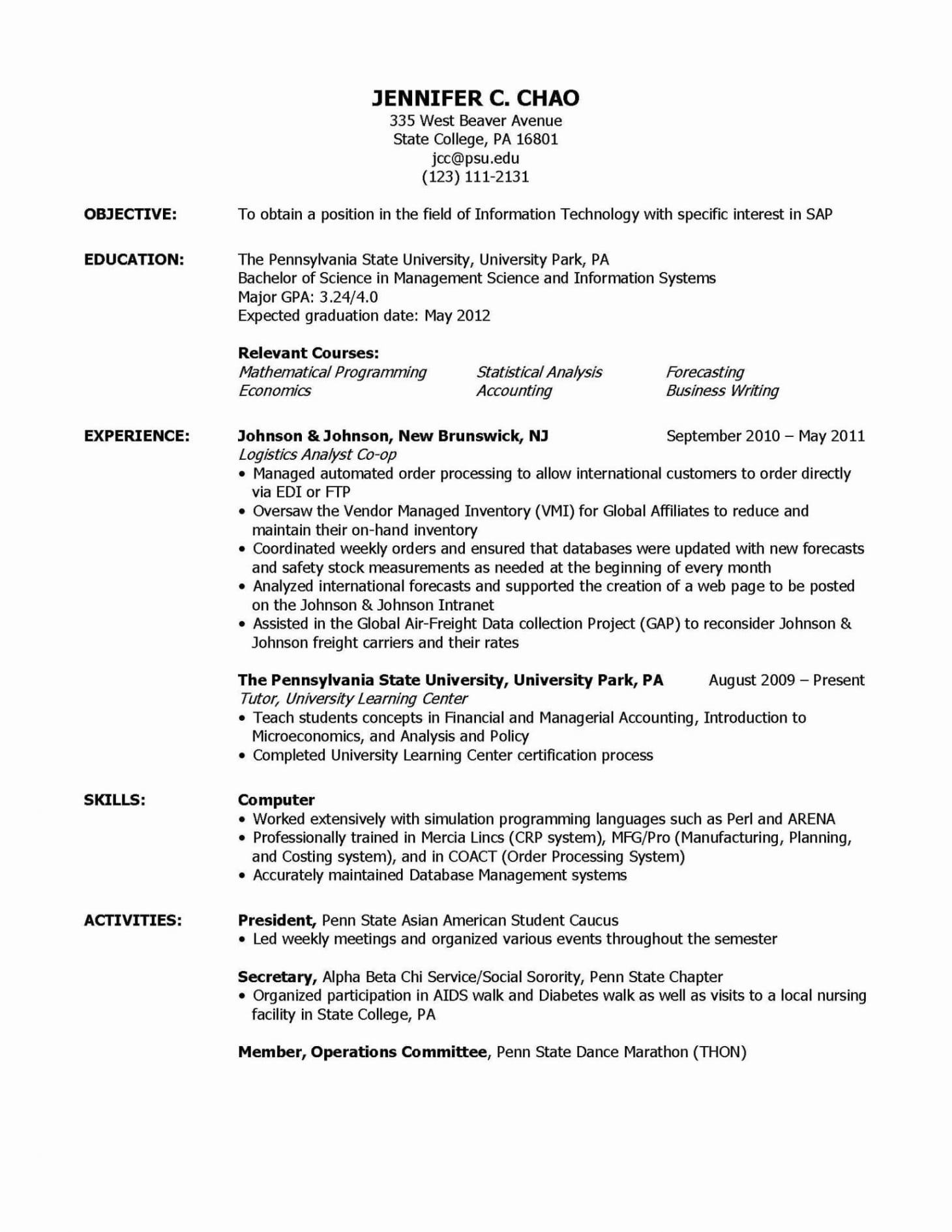 Free Blank Resume With Volunteer Work Template  Sample