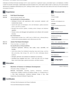 Free Custom Full Stack Developer Resume Template Excel