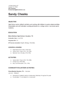 Free Custom National Honor Society Resume Template Doc