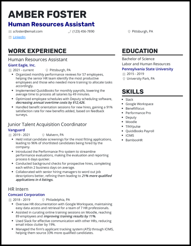 Free  Human Resources Assistant Resume Template Doc Sample