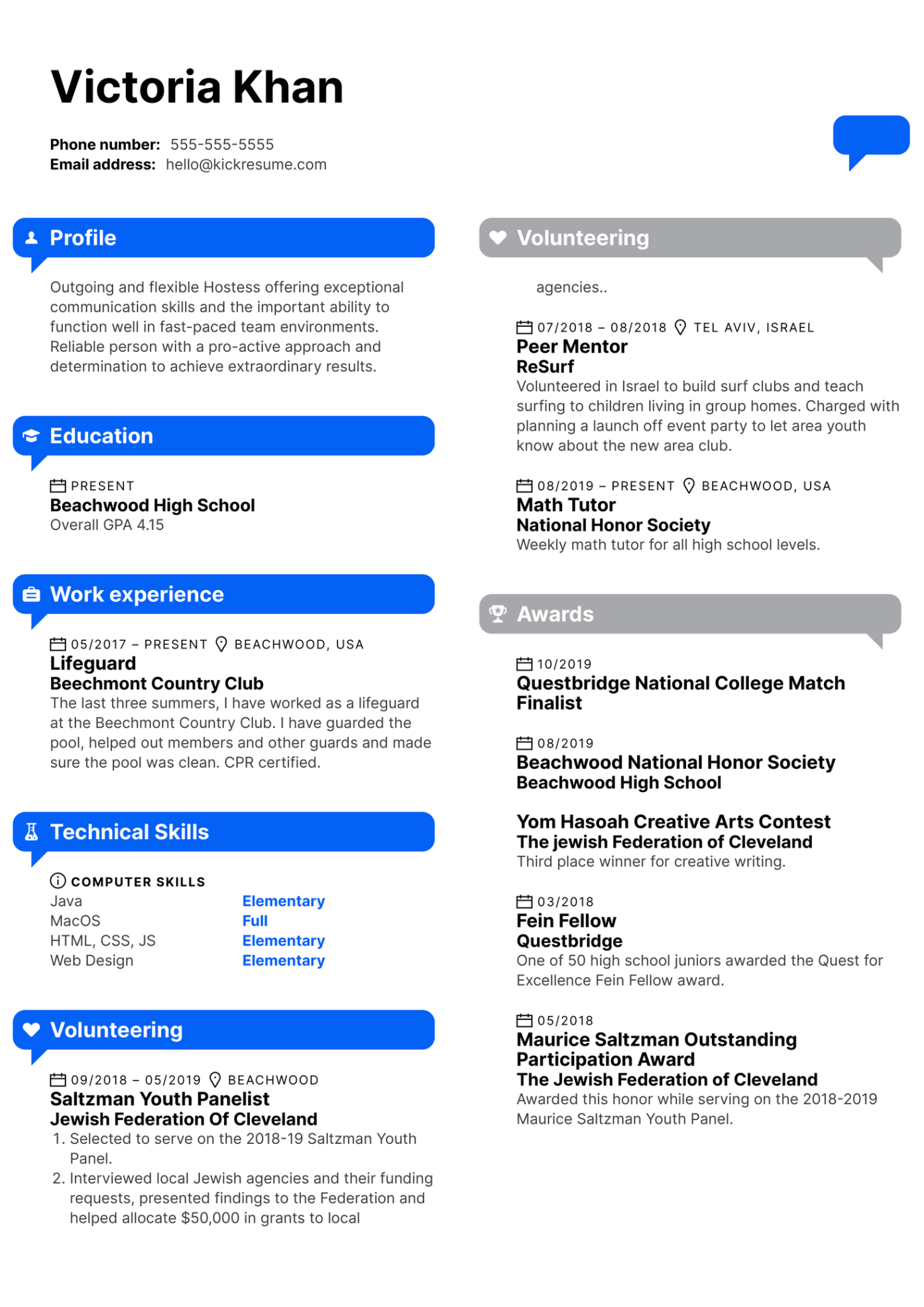 Free  National Honor Society Resume Template  Sample
