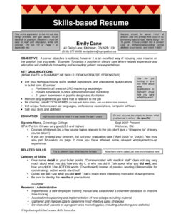 Free Printable Functional Skills Based Resume Template