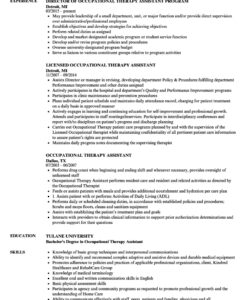 Free Printable Occupational Therapy Assistant Resume Template Doc