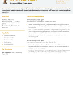 Free  Real Estate Broker Resume Template Pdf Sample