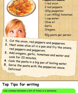 printable a recipe  cibo e bevande imparare inglese cibo recipe instruction template word