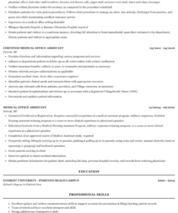 Printable Medical Office Assistant Resume Template Doc
