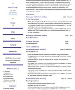 Printable Phd Resume For Industry Template