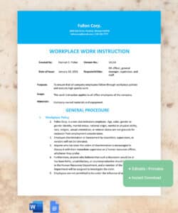step by step work instruction template in word pdf google docs it work instruction template excel