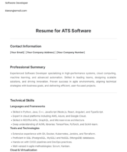 Blank 2 Page Ats Resume Template Pdf Sample