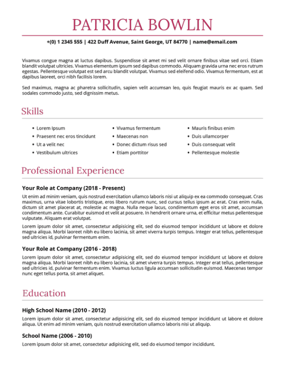 Blank Basic Ats Friendly Resume Template Blank Basic Ats Friendly Resume Template