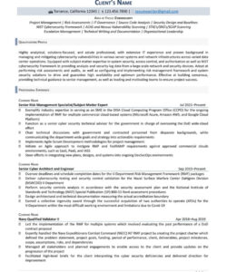 Blank Cyber Security Analyst Resume Template  Sample