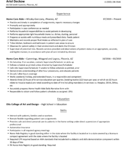 Blank Home Health Aide Resume Template Word