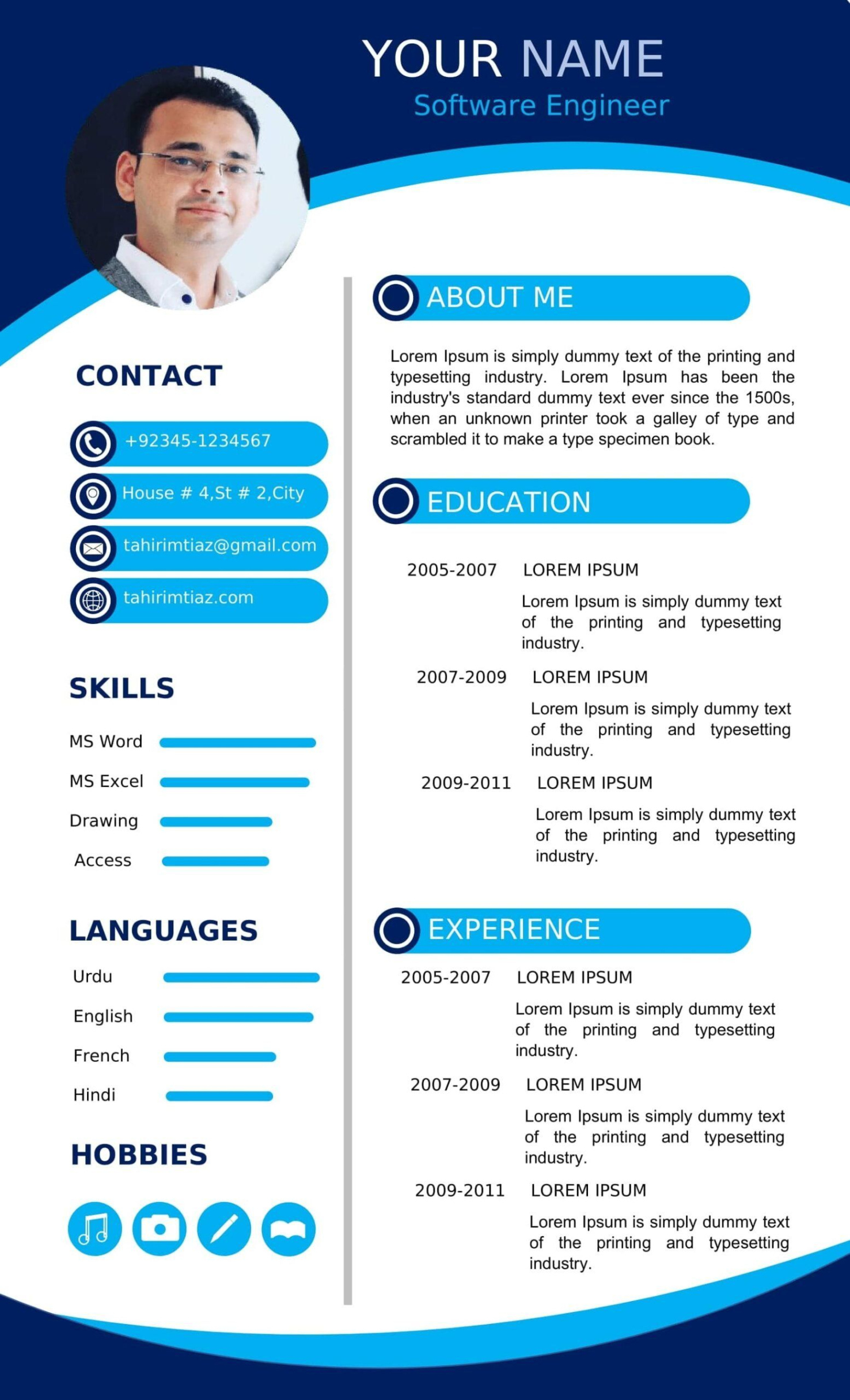 Custom Blue And White Resume Template PDF Custom Blue And White Resume Template Pdf
