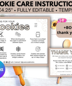 Custom Cookie Care Instructions Template Doc Sample