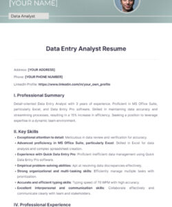 Custom Data Entry Job Resume Template Pdf