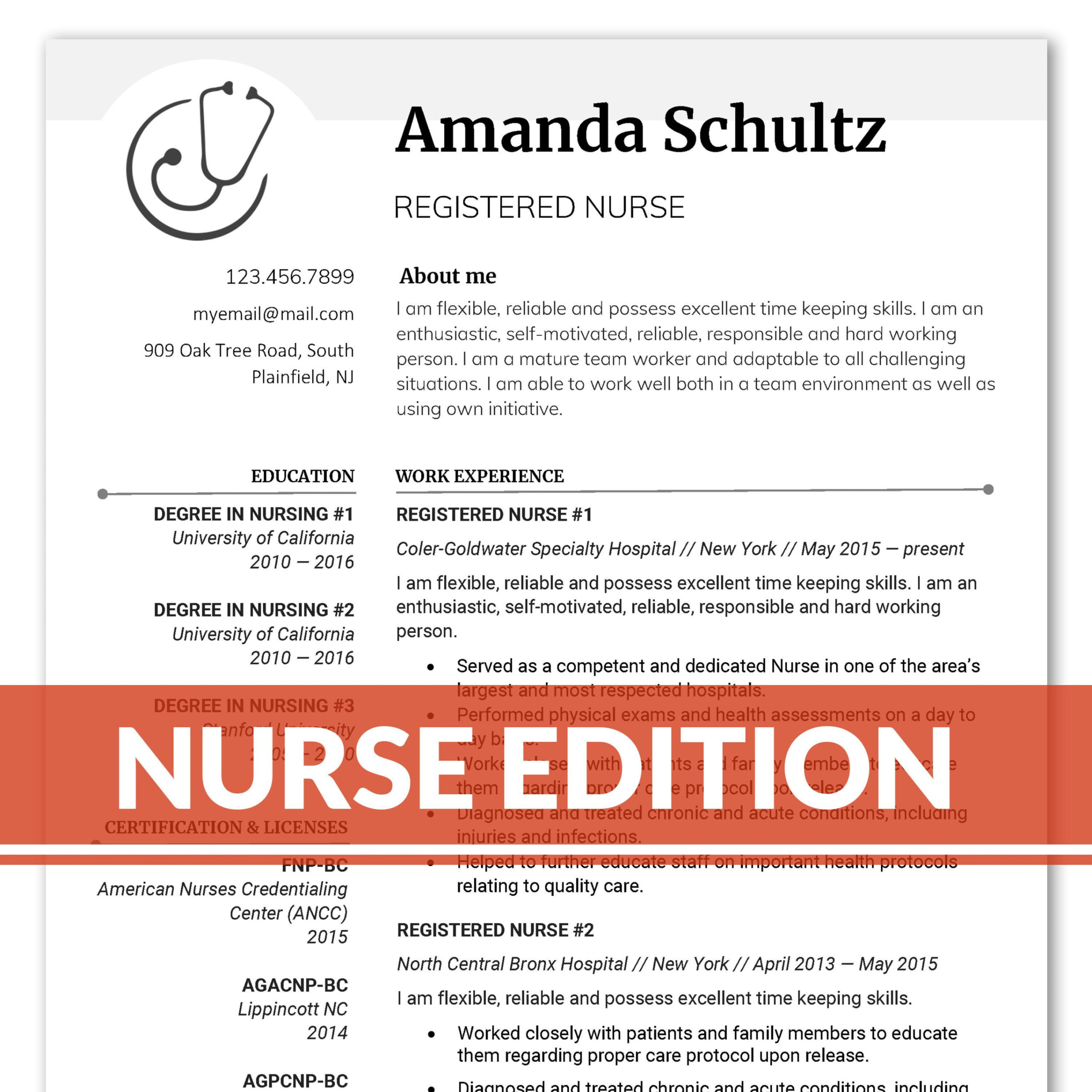 Custom Entry Level Registered Nurse Resume Template