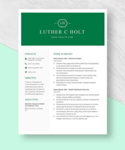 Editable Home Health Aide Resume Template Doc