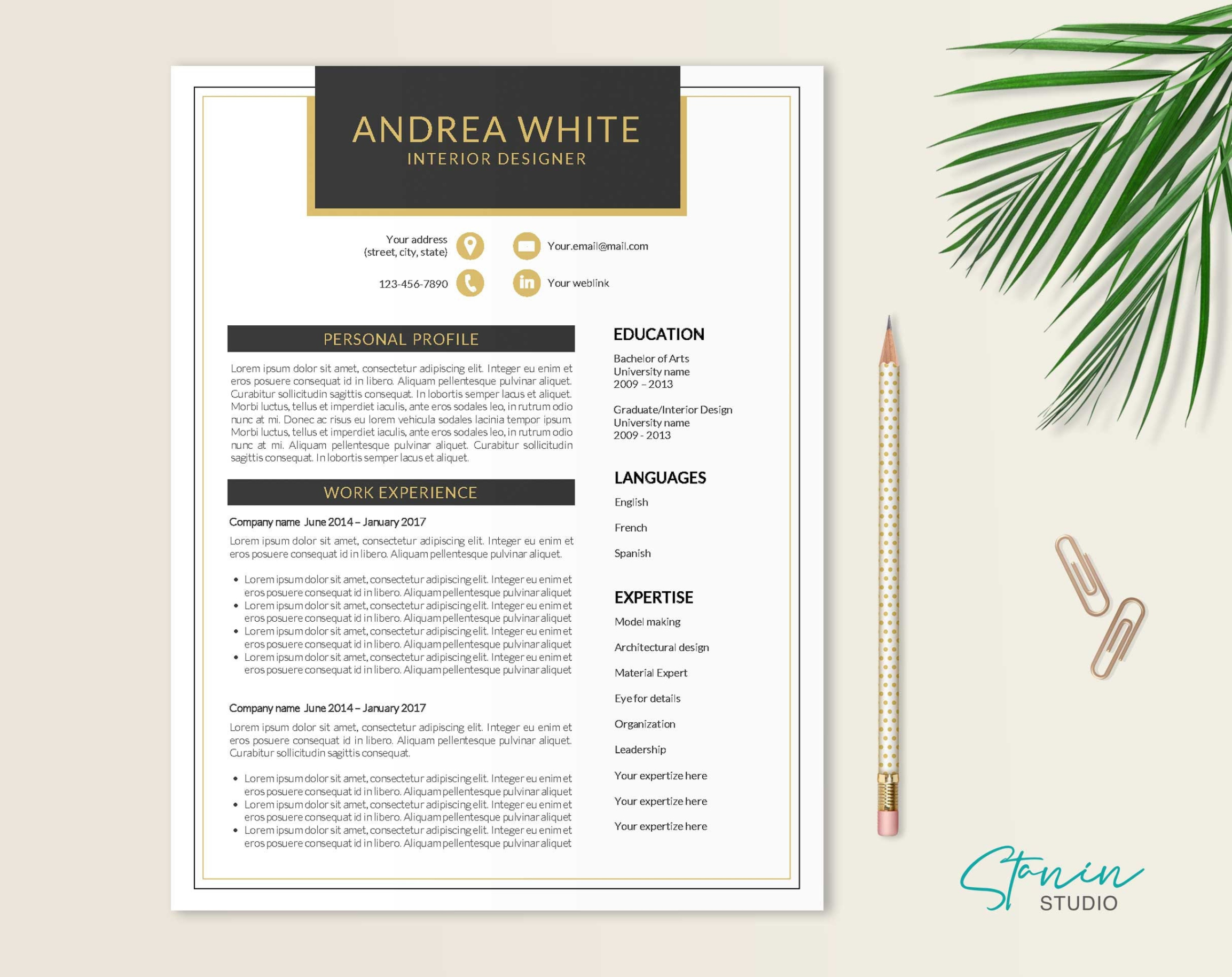 Free Blank Black And Gold Resume Template Free Blank Black And Gold Resume Template