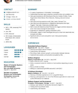 Free Blank Embedded Software Engineer Resume Template Doc Sample