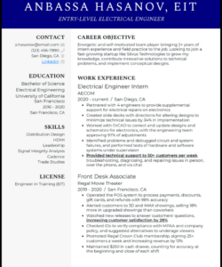 Free Editable Entry Level Engineering Resume Template