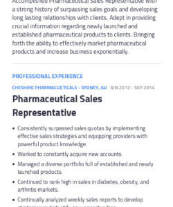 Free Editable Pharmaceutical Sales Rep Resume Template Excel Sample