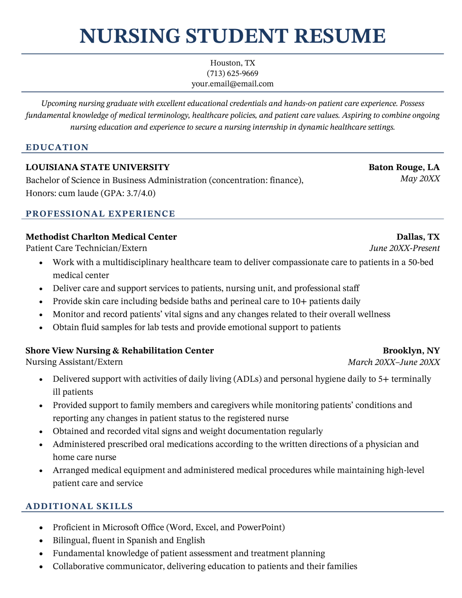 Free  Entry Level Registered Nurse Resume Template Doc Sample