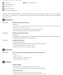 Free Printable Computer Science Student Resume Template Excel