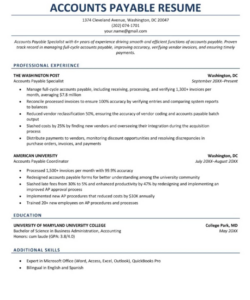 Printable Accounts Payable Manager Resume Template Doc Sample