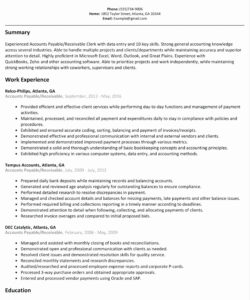 Printable Accounts Payable Manager Resume Template Excel