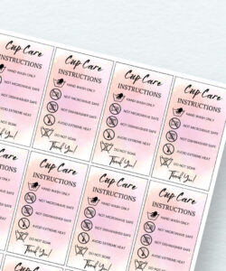 Printable Cup Care Instructions Template Pdf