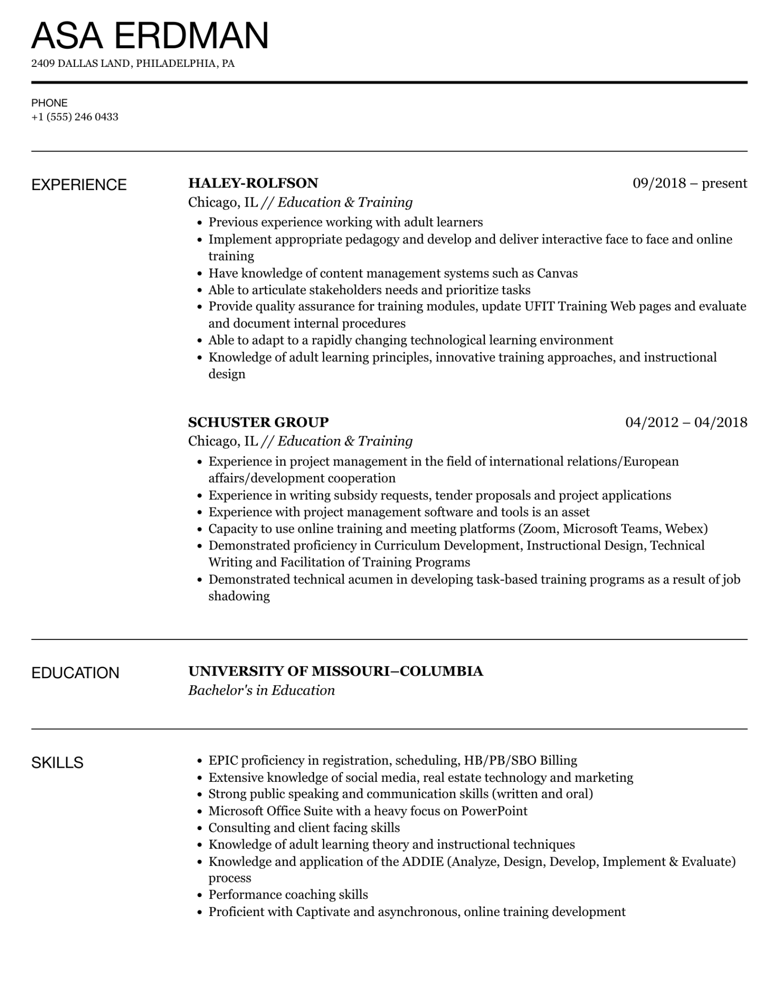 Printable Department Of Education Resume Template Word Sample