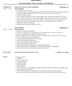 Printable Med Surg Nurse Resume Template Excel Sample