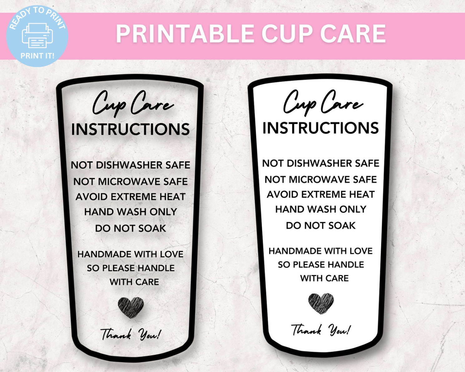 Printable Tumbler Care Instructions Template Word