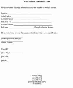 printable wire transfer instructions template  peterainsworth wire transfer instruction template